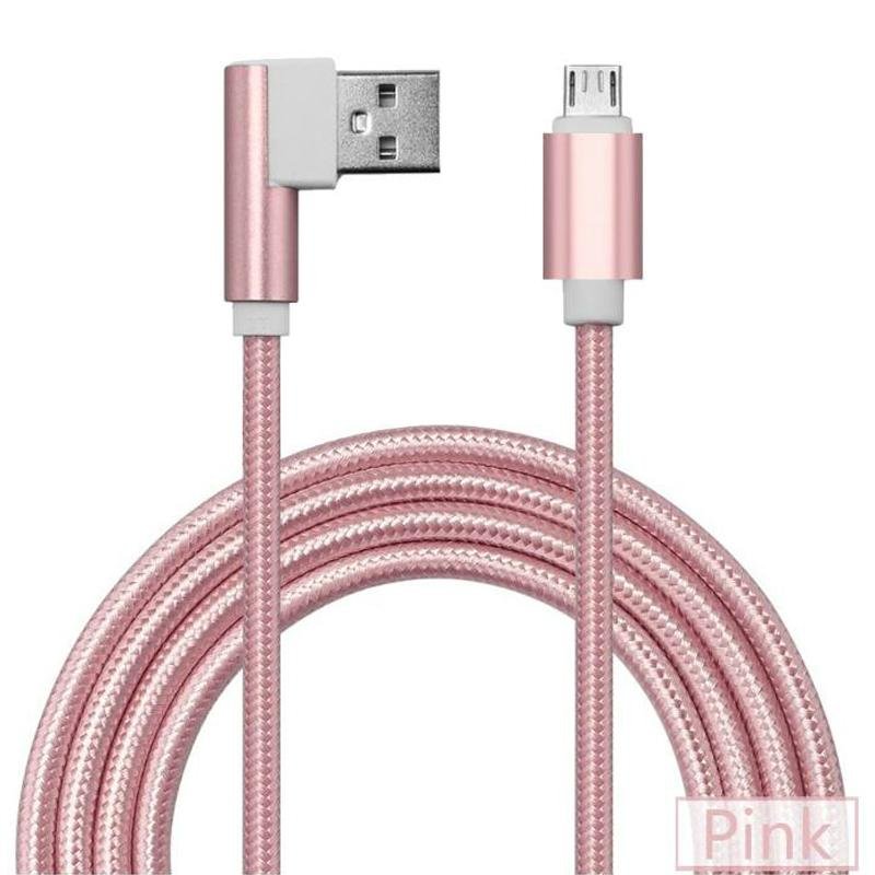 Angled Nylon Braided Data Cables Micro Fast Charging USB Cable 1m OEM 5