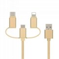 3 in 1 Nylong Braided 1m USB Cable for Lightning, Micro USB and Type C 3 in 1 US 2
