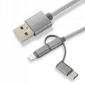 3 in 1 Nylong Braided 1m USB Cable for Lightning, Micro USB and Type C 3 in 1 US 4