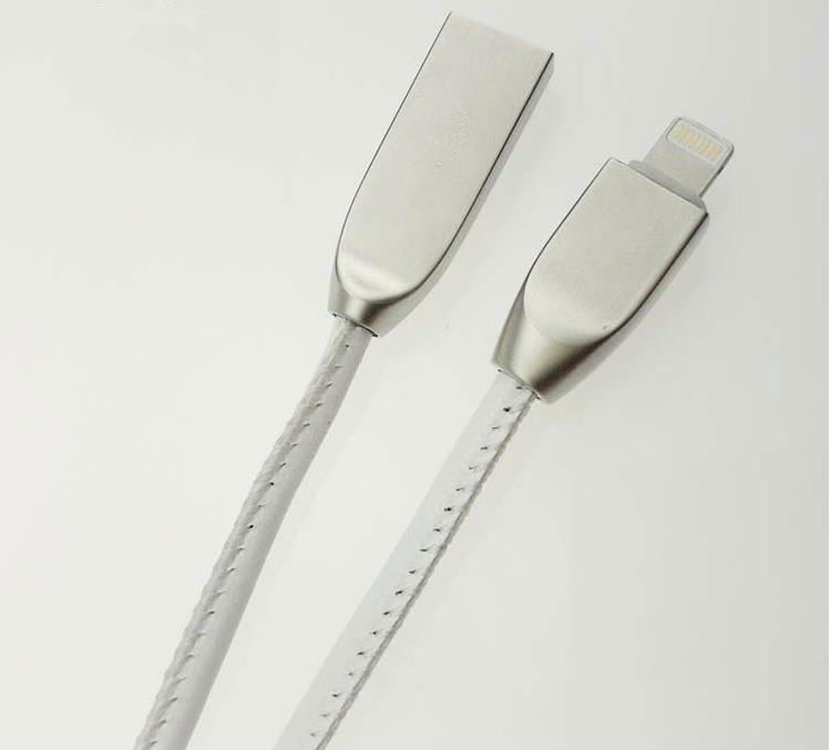 Zinc Alloy LED Flat Fast Charging lightning Mobile Phone USB Cable for iPhone