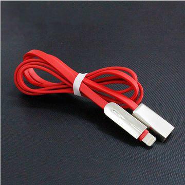 Solid Zinc Alloy Flat Fast Charging lightning USB Mobile Phone Cable for iPhone 5