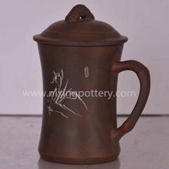 Ceramic Tea Cup Bamboo Hand Carving Tea Mug chinese Tea Cups Qinzhou Nixing