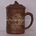 Nixing Pottery Dragon Tea Cup Ceramic Hand Carving Tea Mug Coffee Water Cup 450m 1