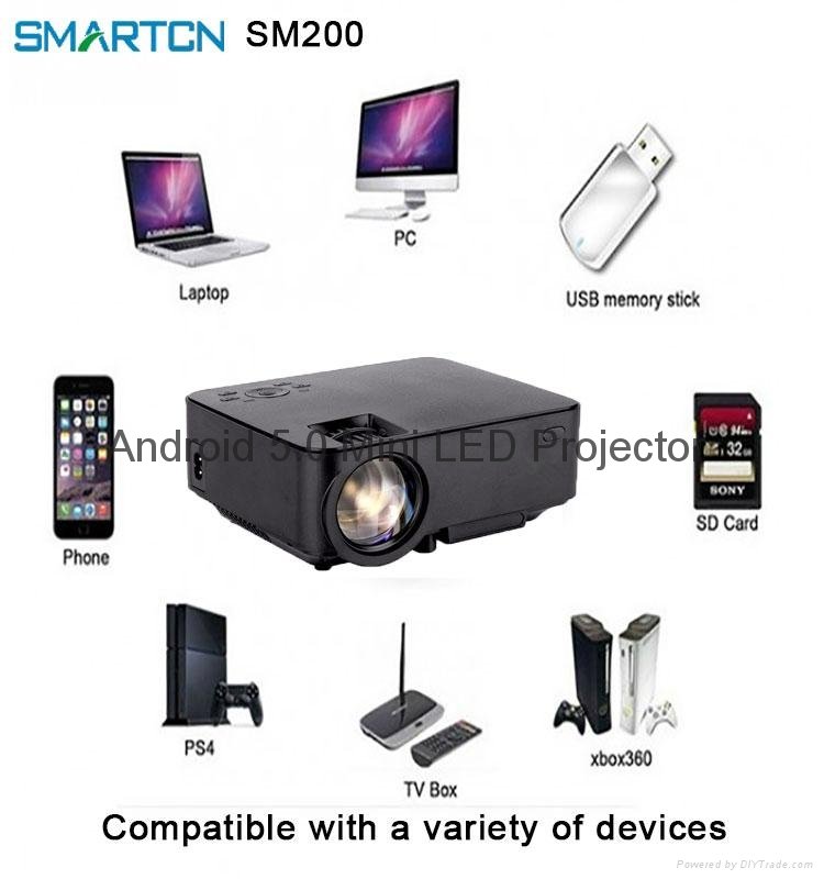 New Arrival Best SM200 Mini Projector Led Beamer LCD Projector With USB HDMI Nat