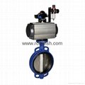 Double Acting Spring Return Pneumatic Wafer Butterfly Valve  1