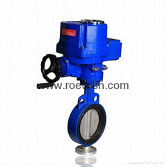 Electric AC220V DC24V Motorized Wafer Butterfly Valve 