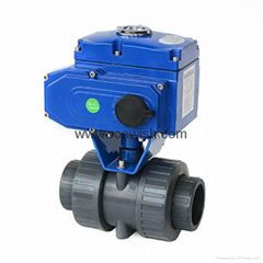 Motorized Actuated Double Union PVC Ball Valve 