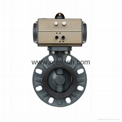 Double Acting Single Acting Actuated Pneumatic PVC Wafer Butterfly Valve 