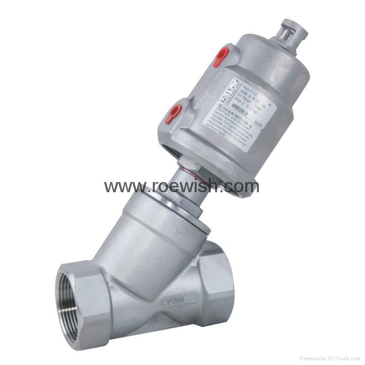 Threaded Pneumatic Angle Seat Valve with Pneumatic Actuator 