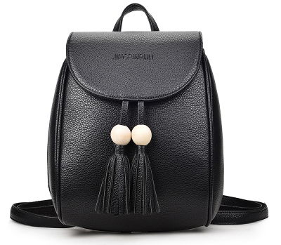 2017 simple elegant fashion PU leather backpack with embossed logo and tassels s 2