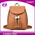 2017 simple elegant fashion PU leather backpack with embossed logo and tassels s 1