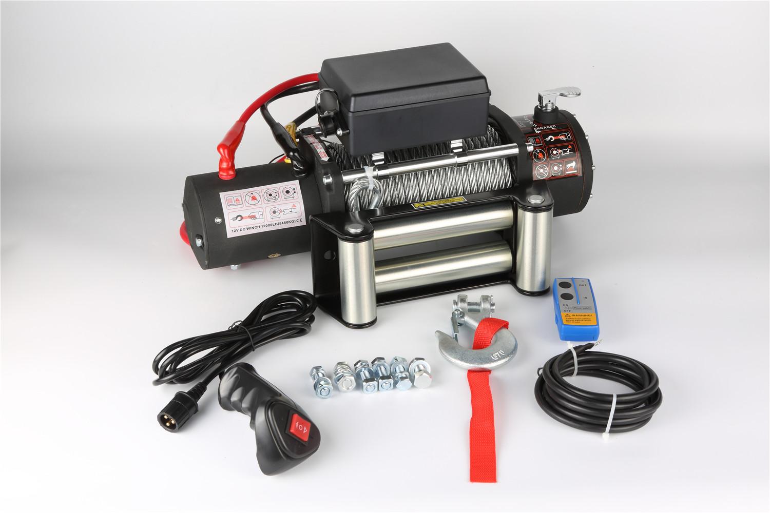12000磅/5443kg 12v/24v 車載電動絞盤,黑