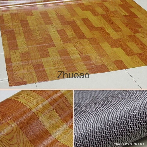 PVC flooring with mesh fabric