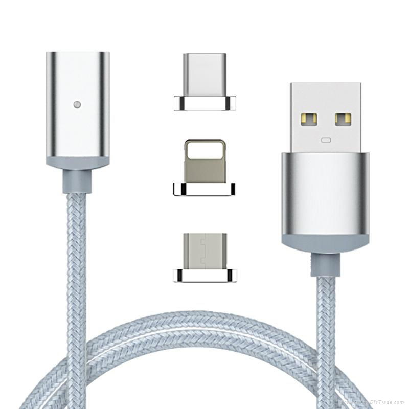 3 in 1 android magnet cable nylon magnetic cable micro usb for mobile phone 3