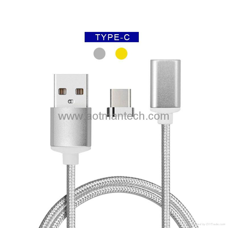 Newest fast charging magnetic cable android micro usb to type c nylon braided ca 4