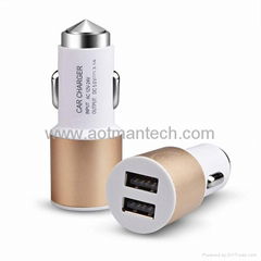 12v-24v usb rohs car charger cell phone safety hammer car charger for sale