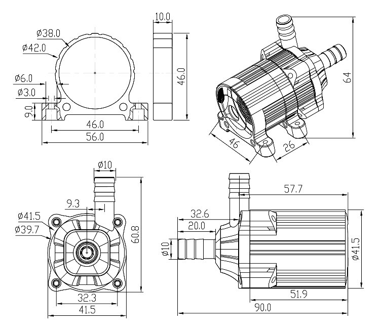 微型热水循环水泵 DC40D  扬程8米 2