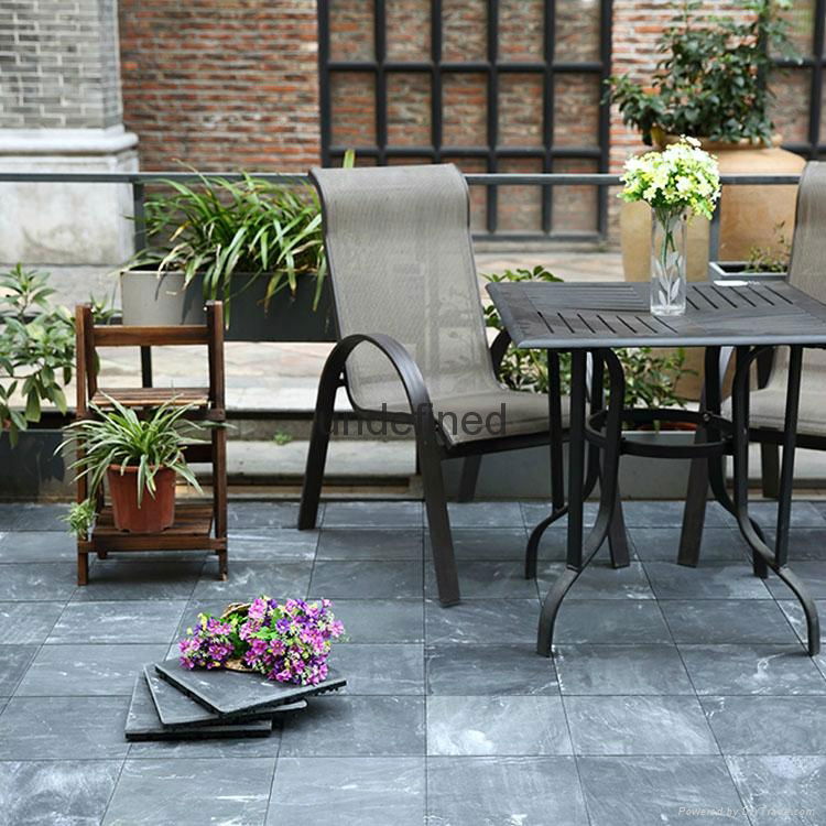 rustic natural dark grey slate stone coated roof interlocking tile for hotel