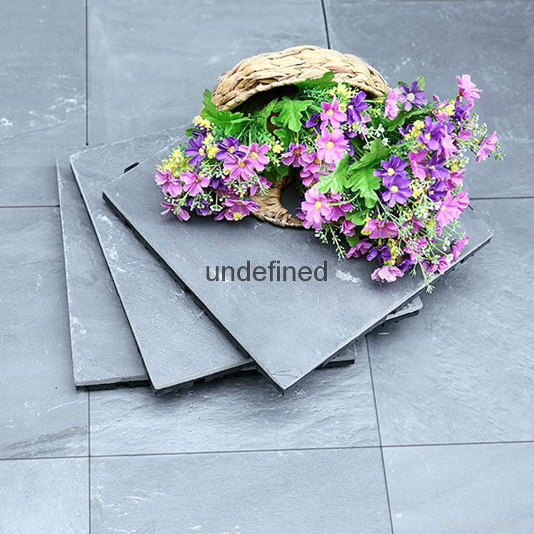 rustic natural dark grey slate stone coated roof interlocking tile for hotel 3