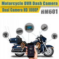 HFK HM601 Waterproof IP67 Motorcycle DVR Dash Dual Camera 1080P