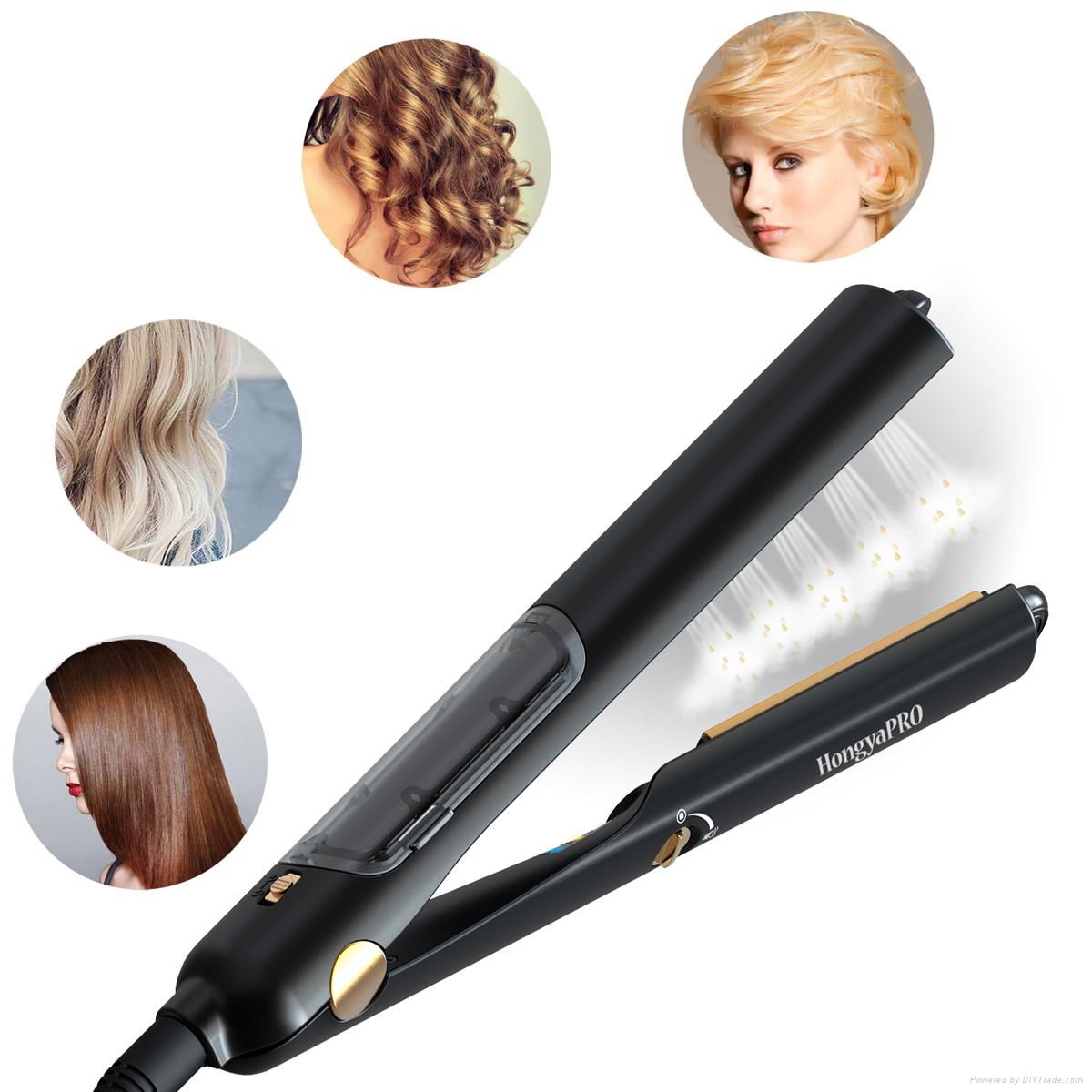 Argan oil steam hair curling straightener