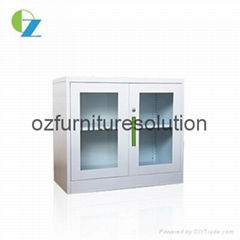 Half height Glass swing door steel cupboard