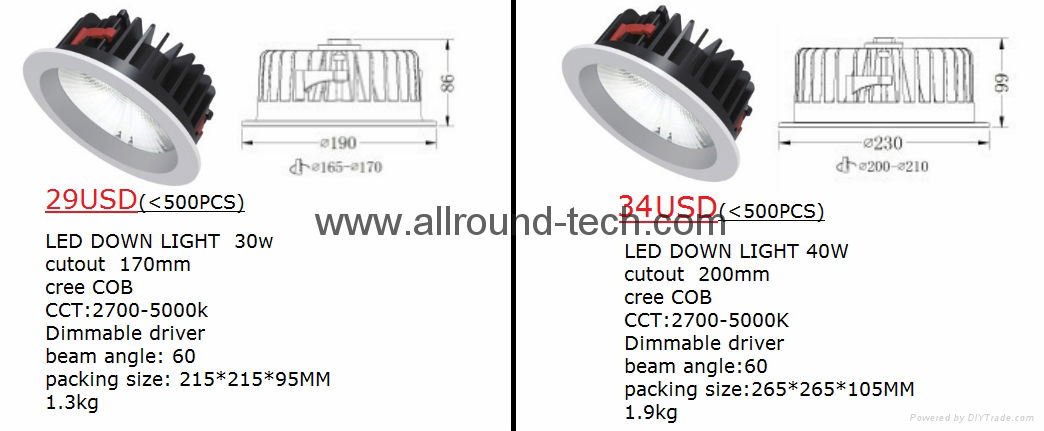 LED down light 30w TUV CE 