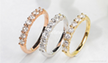 14K gold moissanite engagement ring wedding band