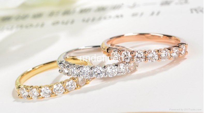 14K gold moissanite engagement ring wedding band 3
