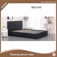 king size bed-Queen Size Modern Bed with Faux Leather Headboard