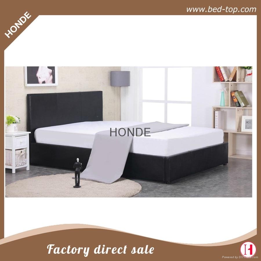 king size bed-Queen Size Modern Bed with Faux Leather Headboard 3