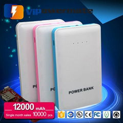 High capacity 10000mah/12000mah mobile charger power banks with LED light