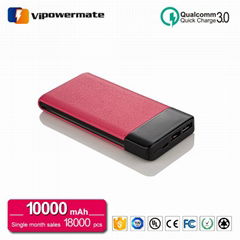 New design leather rohs polymer cell mobile phone power bank charger 10000mah wi