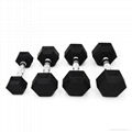 Hex black rubber dumbbell 4