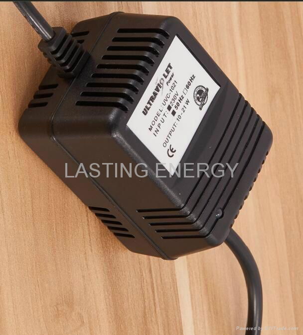 AC DC adapter for UV water sterilizer unit 10-21W plastic housing CE-certified