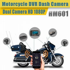 HFK HM601 IP67 waterproof motorcycle dash dvr camera with dual 1080P HD camera
