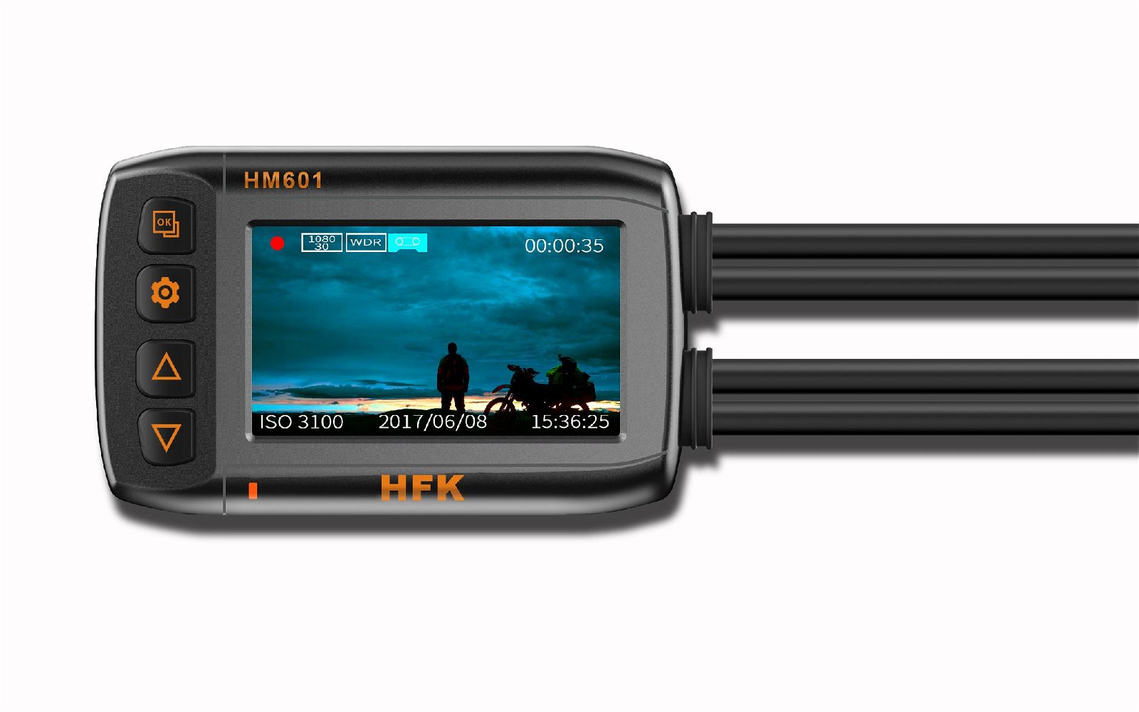 HFK HM601 IP67 waterproof motorcycle dash dvr camera with dual 1080P HD camera 5