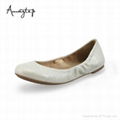 Classic Metallic Women Comfy Leather Shoes Ballerina Ballet Flats 1