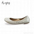 Classic Metallic Women Comfy Leather Shoes Ballerina Ballet Flats 2