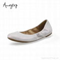 Classic Metallic Women Comfy Leather Shoes Ballerina Ballet Flats