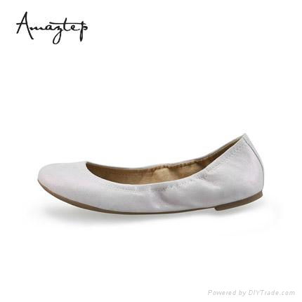 Classic Metallic Women Comfy Leather Shoes Ballerina Ballet Flats 2