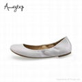 Classic Metallic Women Comfy Leather Shoes Ballerina Ballet Flats 2