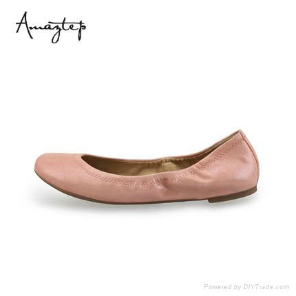 Classic Metallic Women Comfy Leather Shoes Ballerina Ballet Flats 2