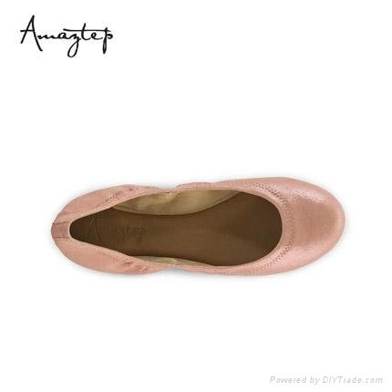 Classic Metallic Women Comfy Leather Shoes Ballerina Ballet Flats 4