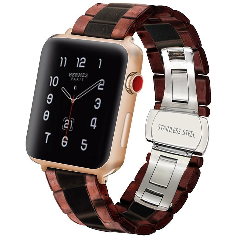 工厂直销适用于外贸Apple watch苹果华为黑檀木红檀木质木头表带 3