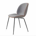 Upholstered velvet metal base replica gubi beetle dining chair by gamfratesi