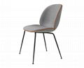 Upholstered velvet metal base replica gubi beetle dining chair by gamfratesi 3