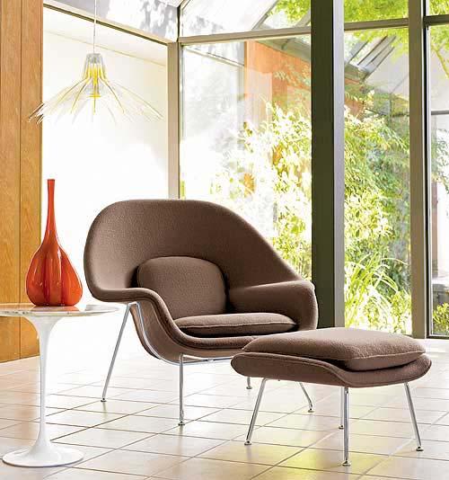 Mid-century Fiberglass Frame Wool Upholstery Eero Saarinen Womb Lounge Chair  6