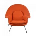 Mid-century Fiberglass Frame Wool Upholstery Eero Saarinen Womb Lounge Chair 