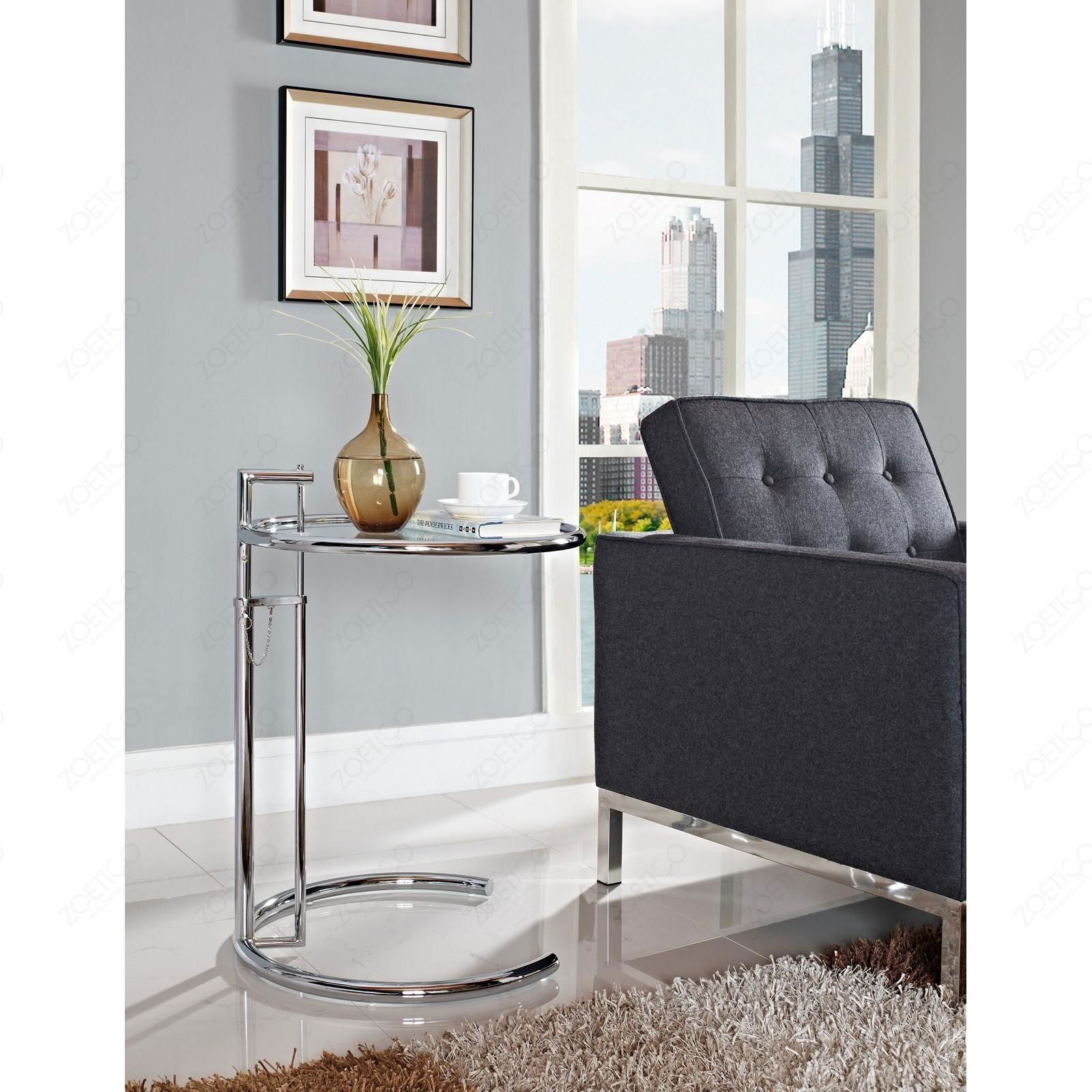 Living Room Furniture Glass Round Adjustable Eileen Gray End coffee table 2